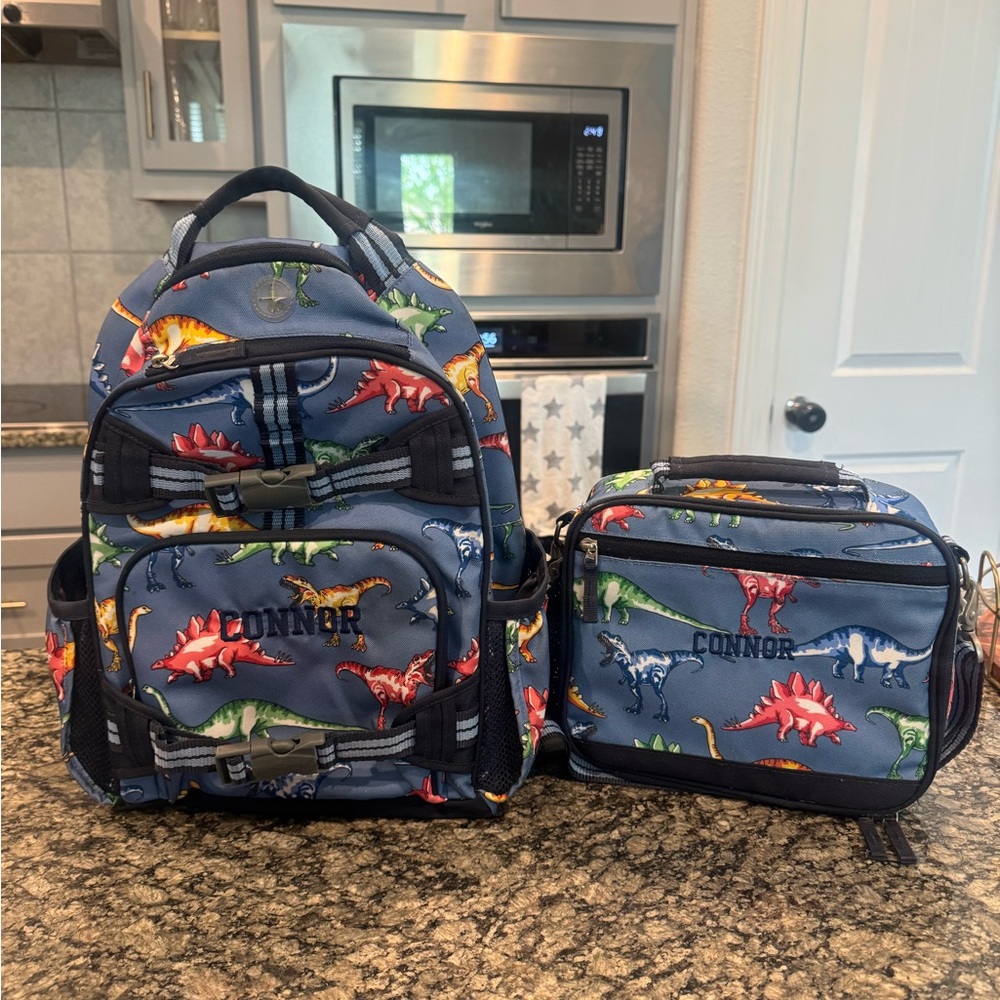Pottery Barn Kids Dinosaur Print Backpack and Lunch Bag Set